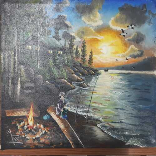 Fishing on beach