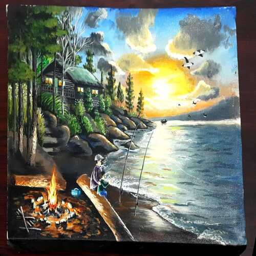 Fishing on beach