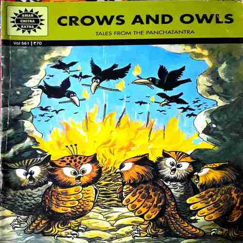 Crows and owl