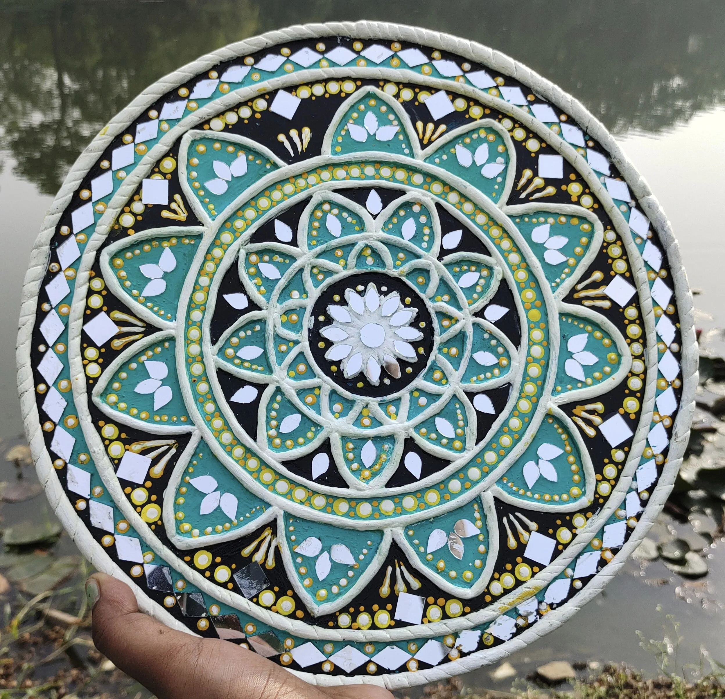 Lippan Art on MDF board Traditional India Mud and Mirror of kutch, Gujarat