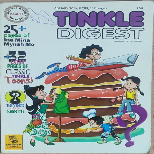 Tinkle Digest . January – 2016 , # 289 . ( Small ). {* SUBSCRIBER COPY NOT FOR SALE *}