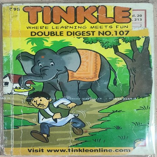 Tinkle Double Digest No. 107 . ( Small ). Frount Cover Little Cut For Corner  Side .