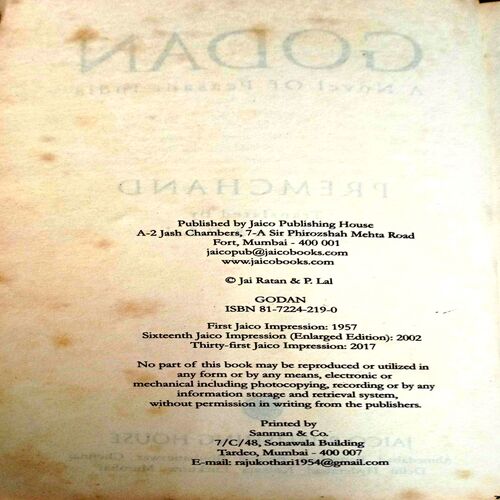 Godan a Novel Of Peasant India