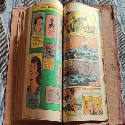 Indrajal Comics . ( 8 in 1 Single Binding ) . Edition : - { 1.) The House Of Horrors , 2.) The Dauntless Protector , 3.) The Iron Maidens , 4.) The Concorde Mystery , 5.) Scandal From The Grave , 6.) The Crime Tangle , 7.) The Vindictive War Deity , And 8.) The Mask Of Deception }. And Coverless : - { 2.) The Dauntless Protector , 6.) The Crime Tangle , And 7.) The Vindictive War Deity }.
