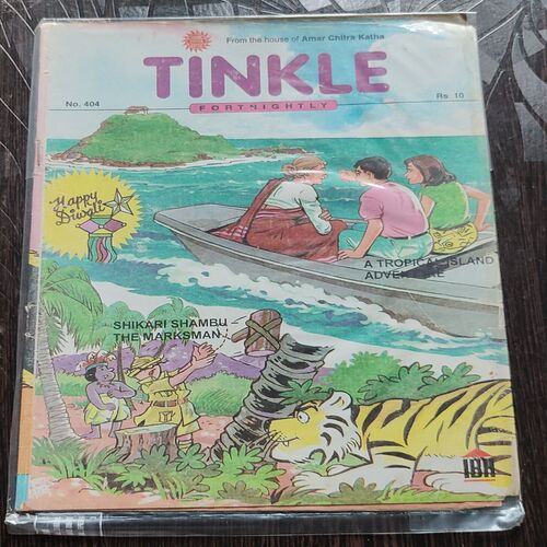 Tinkle Fortnightly No. 404 . Happy Diwali . ( A TROPICAL ISLAND ADVENTURE & SHIKARI SHAMBU THE MARKSMAN ) ACK .