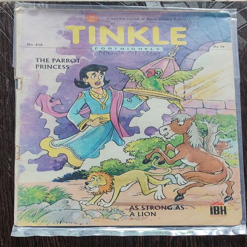 Tinkle Fortnightly No. 419 . ( THE PARROT PRINCESS & aS STRONG AS A LION ) ACK .