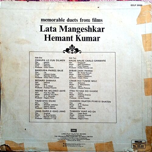 Lata Mangeshkar And Hemant Kumar