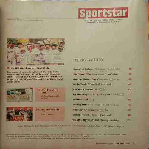 Sportstar ( Saturday, December 1, 2001 )