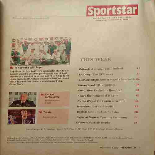 Sportstar ( Saturday, December 8, 2001 )
