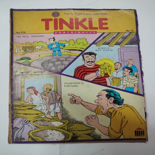 Tinkle Fortnightly No.378 . ( The Real Treasure , Simple Not Stupid And Dhaniram's Fortune ) .