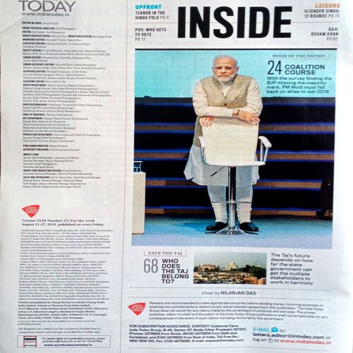 India Today (27 Aug 2018) (With One Patanjali book inside and One Sticker)