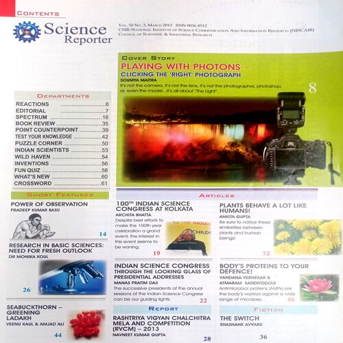 Science  Reporter (March 2013)