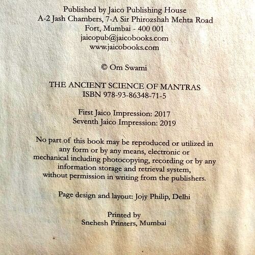 An Ancient Science Of Mantras (Om Swami)