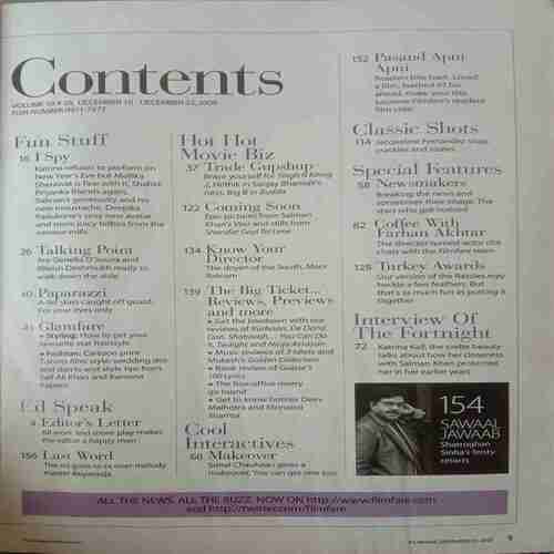 Filmfare (December 23, 2009) (Small Part Of Back Cover Is Stick On Last Page)