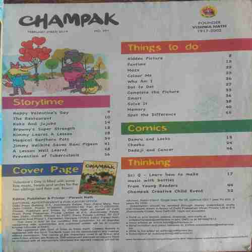 Champak (February-1st-2019) Big. (Small Cut In Back Cover)