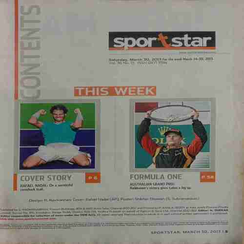 Sport Star ( Saturday, March 30, 2013 ) (Page Contain Page No-3 And 4 Is Miss)