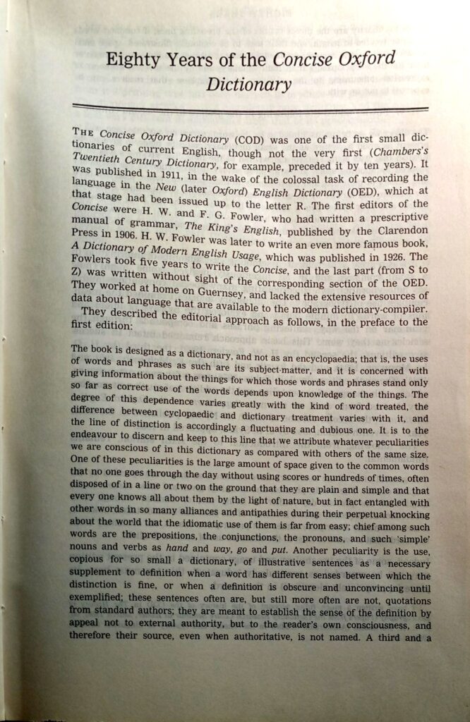 The Concise Oxford Dictionary