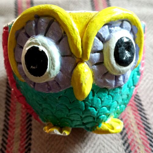 Fully Decorated Owl Face Bowl(Hand Made)