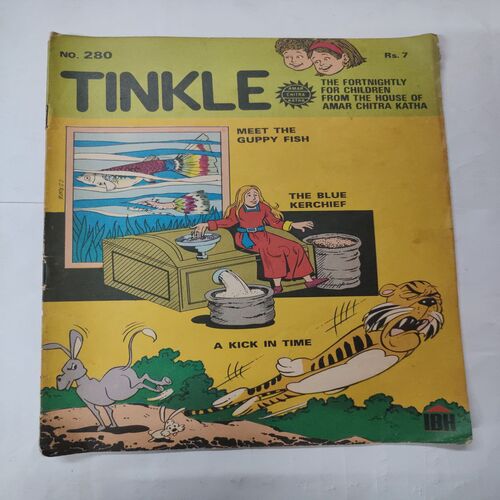 Tinkle No.280 . ( Meet The Guppy Fish , The Blue Kerchief And A Kick In Time ) .