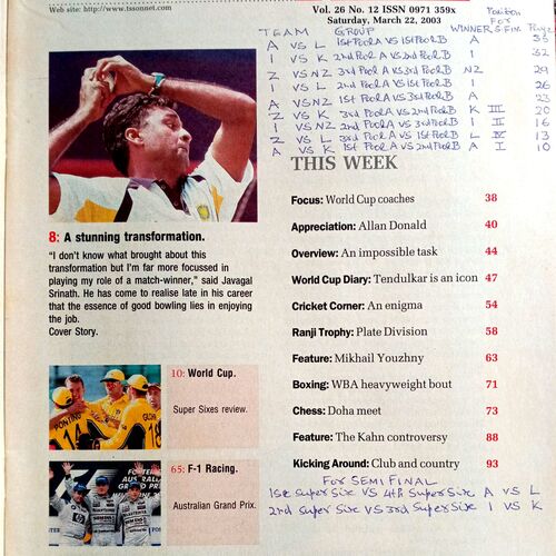 Sport Star (Sat 22 March 2003) (Free Poster Inside)