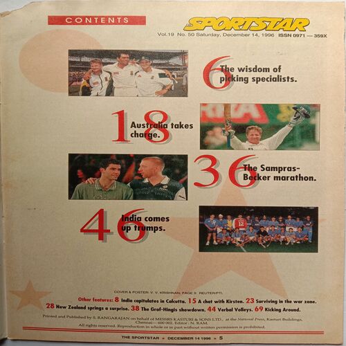 Sport Star (December 14, 1996) (Free Poster Inside)