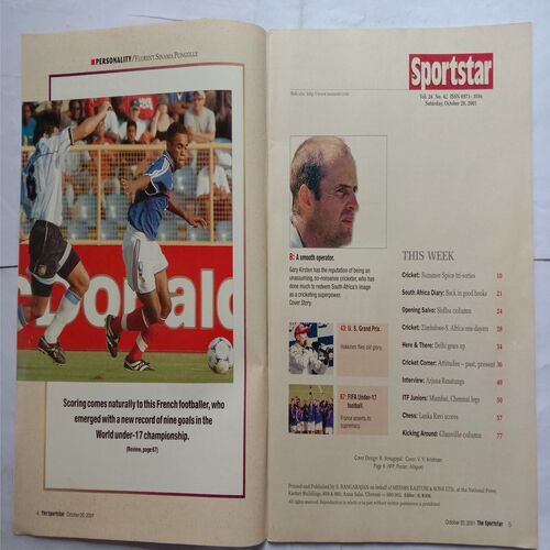 Sport Star ( Saturday, October 20, 2001 ) ( Free Poster Inside )