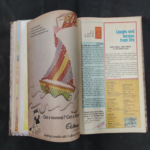 ( 12 In 1 Single Binding ) Chandamama Classics And Comics . Edition :- { 1. Chandamama ( Vol. 02 , No. 13 ) 20th April 1982 .  2. Chandamama ( Vol. 02 , No.14 )  3. Chandamama ( Vol. 02 , No. 15 ) 20th May 1982 .  4. Chandamama ( Vol. 02 , No. 16 ) 5th June 1982 . 5. Chandamama ( Vol. 02 , No. 17 ) 20th June 1982 .   6. Chandamama ( Vol. 02 , No. 18 ) 5th July 1982 . 7. Chandamama ( Vol. 02 , No. 19 ) 20th July 1982 .  8. Chandamama ( Vol. 02 , No. 20 ) 5th August 1982 .  9. Chandamama ( Vol. 02 , No. 21 ) 21th August - 5th september 1982 .  10. Chandamama ( Vol. 02 , No. 22 ) 6th - 20th September 1982 . 11. Chandamama ( Vol. 02 , No. 23 ) 21 September - 5th October 1982 .  12. Chandamama ( Vol. 02 , No. 24 ) 6th - 20th October 1982 }.