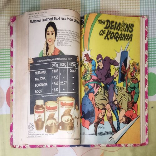 (INDRAJAL COMICS), (VOLUME-3), (10 IN 1 SINGLE BINDING), 1.> SATAN'S DISCIPLES (PART-1) 2.> SATAN'S DISCIPLES (PART-2), 3.> THE MONSTER BOY, 4.> THE ROUGHNECK `MOB', 5.> THE STING OF VENOM, 6.> THE LEGEND OF THE GIANTS, 7.> THE DEMONS OF KOQANIA, 8.> THE SPECTRE OF CRIME, 9.> THE DEVIL'S DOMAIN, 10.> THE FLAMES OF VENGEANCE