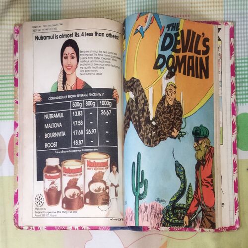 (INDRAJAL COMICS), (VOLUME-3), (10 IN 1 SINGLE BINDING), 1.> SATAN'S DISCIPLES (PART-1) 2.> SATAN'S DISCIPLES (PART-2), 3.> THE MONSTER BOY, 4.> THE ROUGHNECK `MOB', 5.> THE STING OF VENOM, 6.> THE LEGEND OF THE GIANTS, 7.> THE DEMONS OF KOQANIA, 8.> THE SPECTRE OF CRIME, 9.> THE DEVIL'S DOMAIN, 10.> THE FLAMES OF VENGEANCE