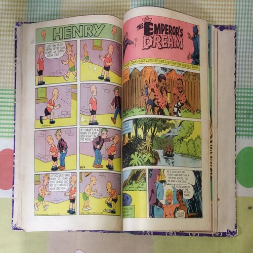 (INDRAJAL COMICS) (10 IN SINGLE BINDING), 1.> THE MANTLE OF MYSTERY, 2.> THE SACRED CITY OF GOLD, 3.> AMBUSH ON THE BEACH, 4.> THE PHANTOM'S PARADISE, 5.> THE WARUMBA TREASURE, 6.> THE SLY SEA WOLVES, 7.> THE LEGENDARY BENEFACTOR, 8.> THE DRUG SCANDAL, 9.> THE EMPEROR'S DREAM, 10.> THE FALSE LEGACY