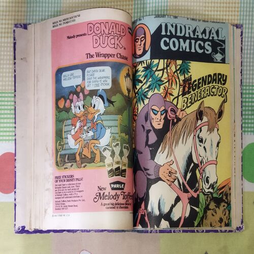 (INDRAJAL COMICS) (10 IN SINGLE BINDING), 1.> THE MANTLE OF MYSTERY, 2.> THE SACRED CITY OF GOLD, 3.> AMBUSH ON THE BEACH, 4.> THE PHANTOM'S PARADISE, 5.> THE WARUMBA TREASURE, 6.> THE SLY SEA WOLVES, 7.> THE LEGENDARY BENEFACTOR, 8.> THE DRUG SCANDAL, 9.> THE EMPEROR'S DREAM, 10.> THE FALSE LEGACY
