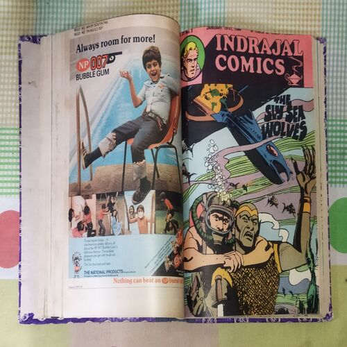 (INDRAJAL COMICS) (10 IN SINGLE BINDING), 1.> THE MANTLE OF MYSTERY, 2.> THE SACRED CITY OF GOLD, 3.> AMBUSH ON THE BEACH, 4.> THE PHANTOM'S PARADISE, 5.> THE WARUMBA TREASURE, 6.> THE SLY SEA WOLVES, 7.> THE LEGENDARY BENEFACTOR, 8.> THE DRUG SCANDAL, 9.> THE EMPEROR'S DREAM, 10.> THE FALSE LEGACY