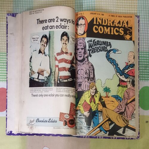 (INDRAJAL COMICS) (10 IN SINGLE BINDING), 1.> THE MANTLE OF MYSTERY, 2.> THE SACRED CITY OF GOLD, 3.> AMBUSH ON THE BEACH, 4.> THE PHANTOM'S PARADISE, 5.> THE WARUMBA TREASURE, 6.> THE SLY SEA WOLVES, 7.> THE LEGENDARY BENEFACTOR, 8.> THE DRUG SCANDAL, 9.> THE EMPEROR'S DREAM, 10.> THE FALSE LEGACY
