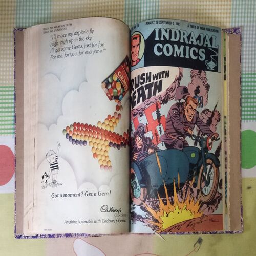 (INDRAJAL COMICS) (10 IN 1 SINGLE BINDING), 1.> THE GREEN-EYED MONSTER(PART-2), 2.>THE GREEN-EYED MONSTER(PART-3), 3.>THE WITCHES COVE, 4.> JALADASYUON KE JAAL MEIN (LANGUAGE-HINDI), 5.> VAHASHI SHAHJADA(LANGUAGE-HINDI), 6.> GHAGHAKATE SITAARE(LANGUAGE-HINDI), 7.> THE TREASURE TRAIL, 8.> BRUSH WITH DEATH, 9.> THE GAME OF TREACHERY, 10.> BEYOND THE BOILING RIVER
