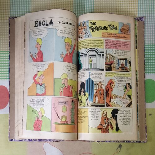 (INDRAJAL COMICS) (10 IN 1 SINGLE BINDING), 1.> THE GREEN-EYED MONSTER(PART-2), 2.>THE GREEN-EYED MONSTER(PART-3), 3.>THE WITCHES COVE, 4.> JALADASYUON KE JAAL MEIN (LANGUAGE-HINDI), 5.> VAHASHI SHAHJADA(LANGUAGE-HINDI), 6.> GHAGHAKATE SITAARE(LANGUAGE-HINDI), 7.> THE TREASURE TRAIL, 8.> BRUSH WITH DEATH, 9.> THE GAME OF TREACHERY, 10.> BEYOND THE BOILING RIVER
