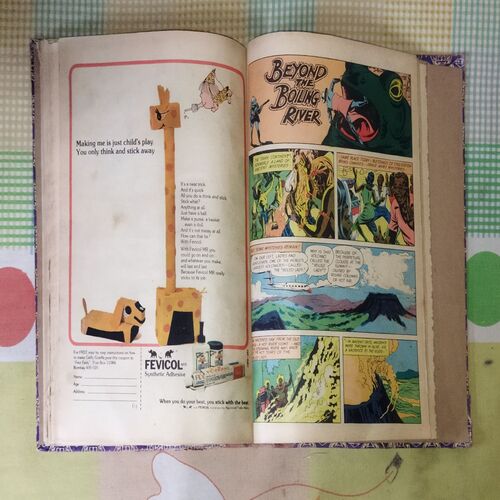 (INDRAJAL COMICS) (10 IN 1 SINGLE BINDING), 1.> THE GREEN-EYED MONSTER(PART-2), 2.>THE GREEN-EYED MONSTER(PART-3), 3.>THE WITCHES COVE, 4.> JALADASYUON KE JAAL MEIN (LANGUAGE-HINDI), 5.> VAHASHI SHAHJADA(LANGUAGE-HINDI), 6.> GHAGHAKATE SITAARE(LANGUAGE-HINDI), 7.> THE TREASURE TRAIL, 8.> BRUSH WITH DEATH, 9.> THE GAME OF TREACHERY, 10.> BEYOND THE BOILING RIVER