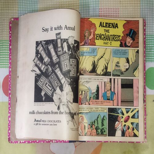(INDRAJAL COMICS) (VOLUME) (10 IN 1 SINGLE BINDING), 1.> THE DRAGONS', 2.> THE BROKEN STRINGS, 3.> ALEENA THE ENCHANTRESS (PART-1), 4.> ALEENA THE ENCHANTRESS (PART-2), 5.> THE WAX TRAP, 6.> ABODE OF THE GHOSTS (PART-1), 7.> ABODE OF THE GHOSTS (PART-2), 8.> THE SCARY WHISPER, 9.> THE ANGERY SHARK BOY, 10.> THE VENGEFUL OUTLAWS