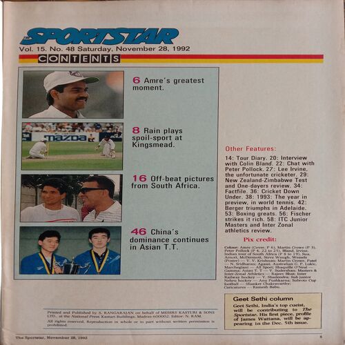 Sport Star (Saturday, November 28, 1992)