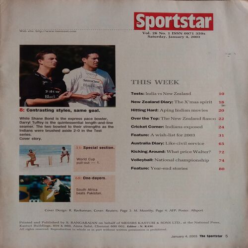 Sport Star (January 4, 2003) (Free Poster Inside)