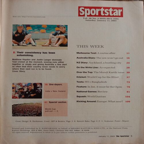 Sport Star (January 11, 2003) (Free Poster Inside)