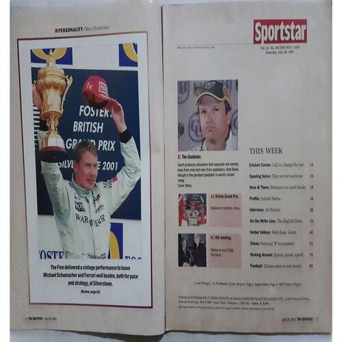 Sport Star (Saturday, July 28, 2001 )( Free Poster Inside )