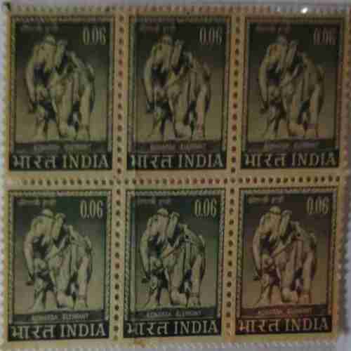 India 1966 4th def Series 6p konark Elephent