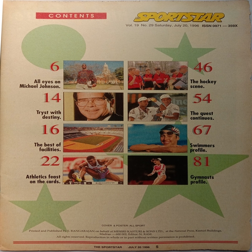 Sport Star (July 20, 1996) (Free Poster Inside)