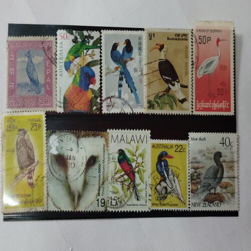 Old Postage Stamps , Birds .( Set of 10 Stemps )
