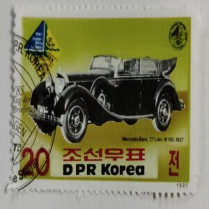 NORTH KOREA - CIRCA 1986 : A Stamp Printed in North Korea From the 60 th Anniversary of Mercedes - Benz.