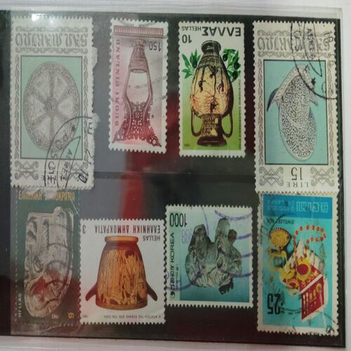 Jewellery Box , korea 1000, Hellas eaahnikh ahmokpatia 3 etc ( Set of 8Stamp)