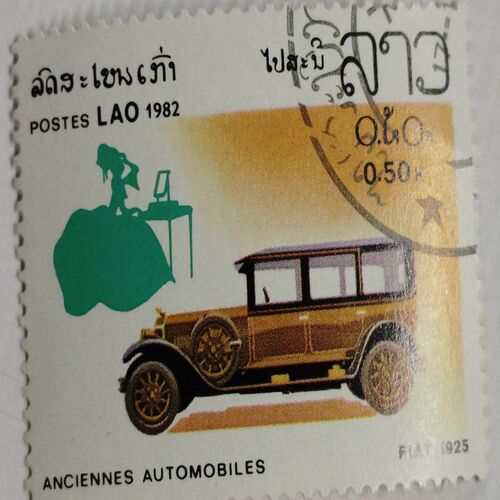 Old  Anciennes Automobiles , Fiat 1925 , Laos 1982