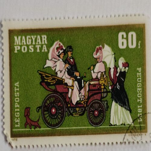 60 Filler - Peugeot 1894 , Car - Hungary stamp