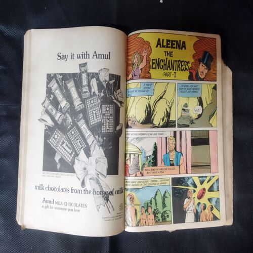 (INDRAJAL COMICS) (SINGLE BINDING 10 IN 1), 1.>THE STRANGLER'S TRAP, 2.>THE SMUGGLER'S RING (PART-1), 3.>THE SMUGGLER'S RING (PART-2), 4.>THE HORROR DUNGEONS, 5.>THE MAGIC SWORD, 6.>THE CALL OF THE JUNGLE, 7.>THE DRAGONS', 8.>THE BROKEN STRINGS, 9.>ALEENA THE ENCHANTRESS (PART-1), 10.>ALEENA THE ENCHANTRESS (PART-2)