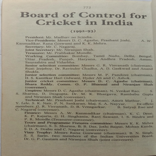 Indian Cricket 1992 (46th Edition)